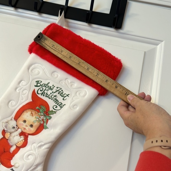 Vintage Christmas Stocking Baby's First Christmas - Picture 7 of 7